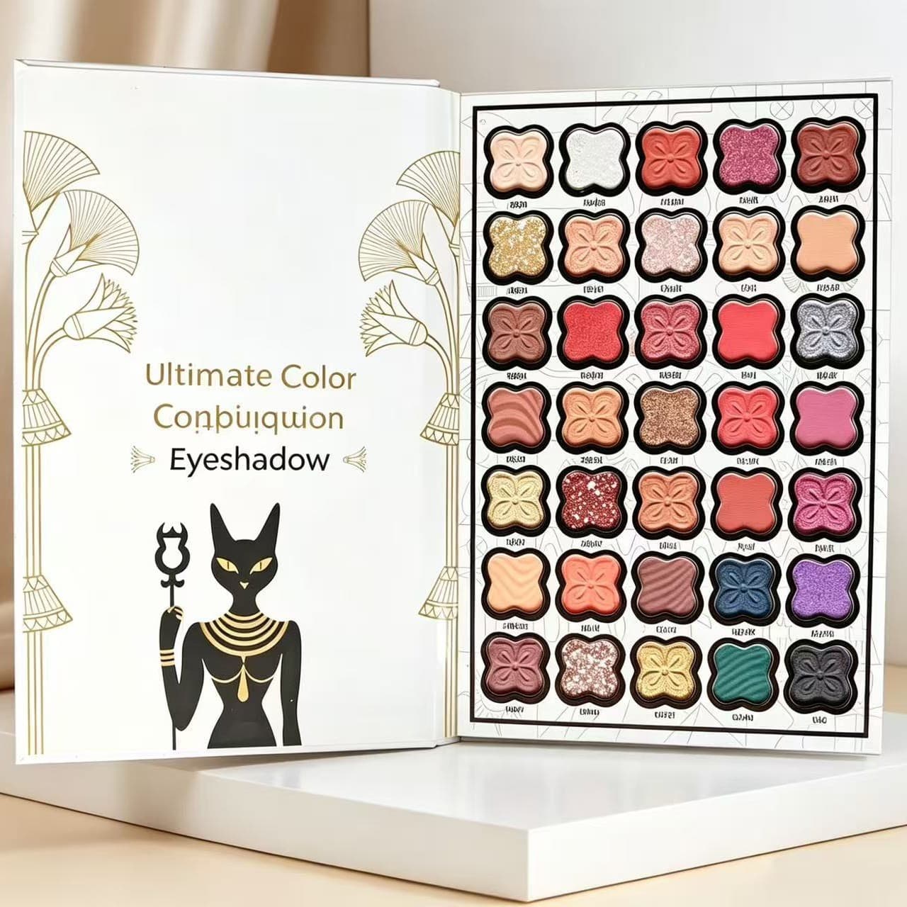New Cross-Border Trade Egyptian Style Book-Shaped Makeup Palette with Multi-Color Eyeshadow, Blush, Highlighter, and Eyebrow Powder