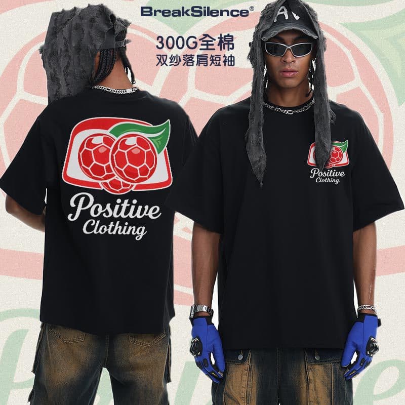 2026 Cross-border Positive Clothing Spring/Summer New Casual Washed Heavyweight Short Sleeve Pullover Top for Men
