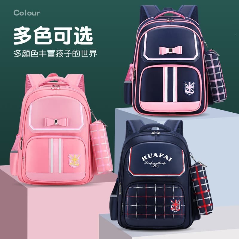 Cross-border School Bag Backpack 2026 for Elementary School Girls, Bowknot Design for Ages 6-10-12, Double Shoulder Backpack