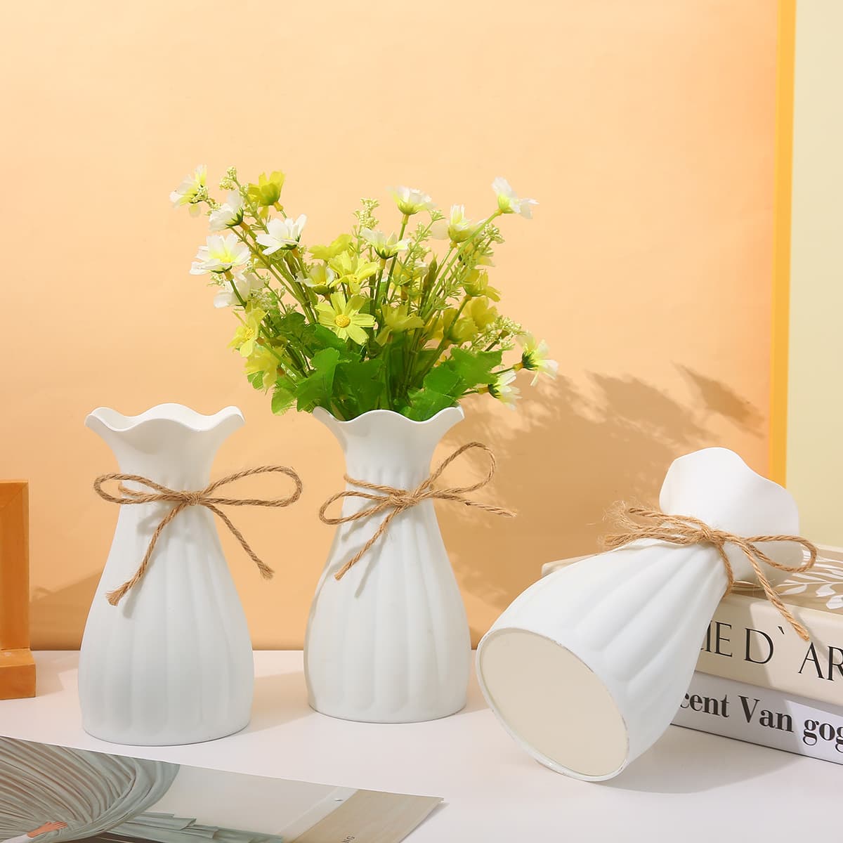 Plastic flower vase, dried flower arrangement, DIY craft, Nordic style, high-value living room decoration.