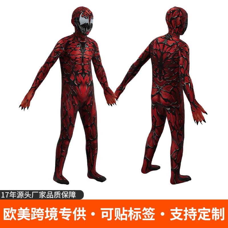 Venom 2 Carnage Red Venom Spider-Man Film and Television Same Halloween Cos Costume Performance Hero One-piece Bodysuit