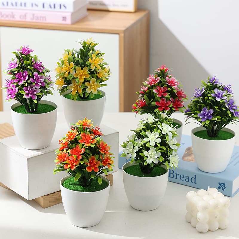 Mengsong Artificial Potted Plants, Fake Flowers with Pots, Green Plants, Home Decor, Dining Table Decorations, Hot Selling Cross-border Wholesale