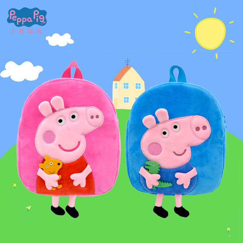 Authentic Peppa Pig Children's Backpack Cute Bookbag Crossbody Doll Kindergarten Double Shoulder Bag Baby Plush Toy Bag
