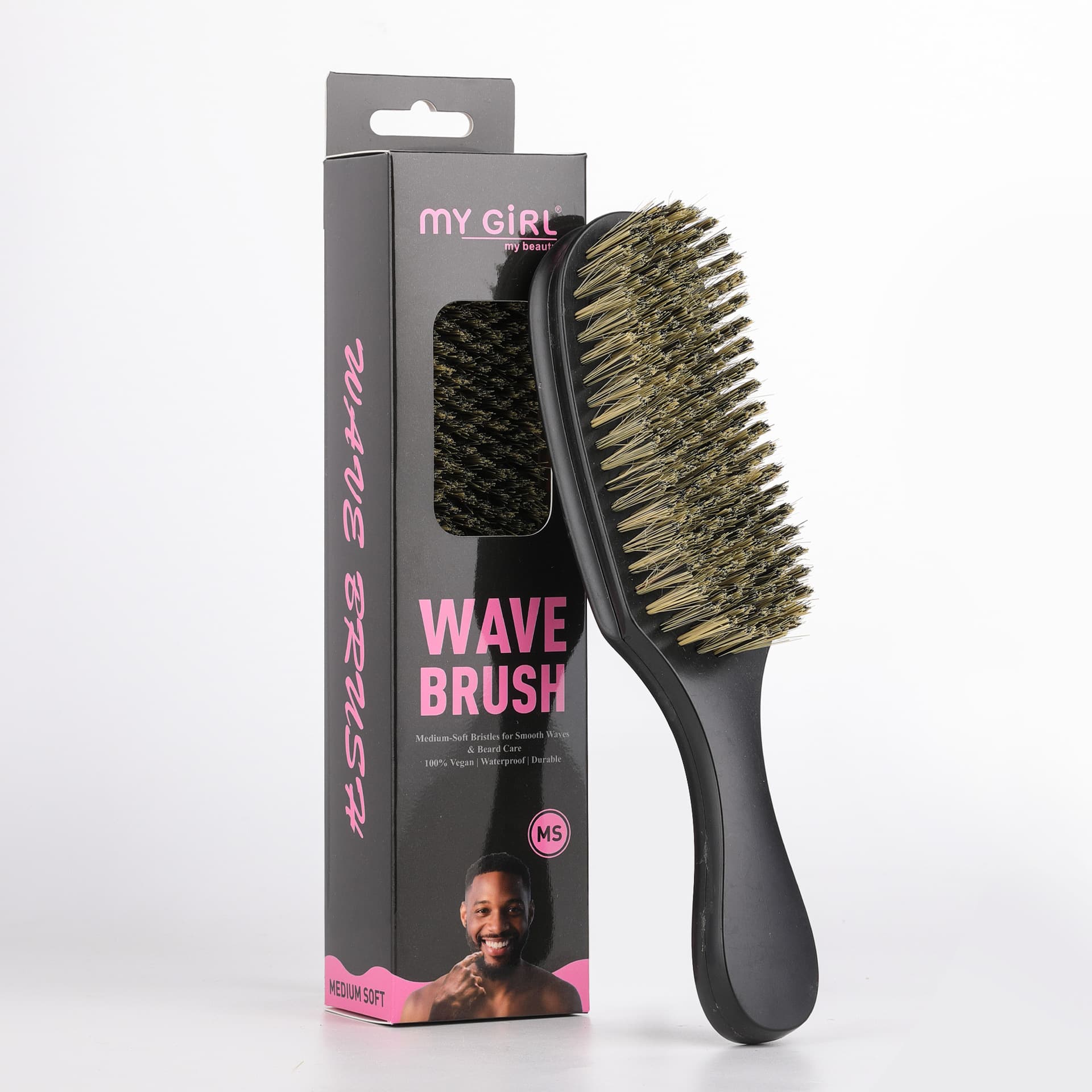 temu long handle beard brush bristle oil head brush women's hair care brush styling brush cross-border labeling and delivery men's beard