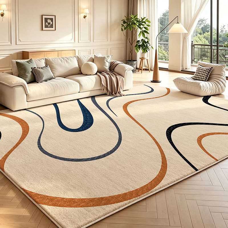 Living Room Rug, Log Cream Style, Simple, Waterproof, Stain-Resistant, Easy to Clean, Premium Bedside Rug for Bedroom and Living Room