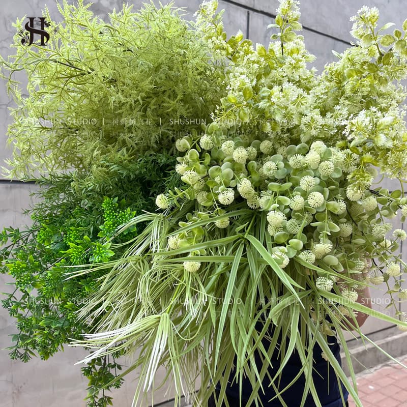Wedding simulation green plants forest green bamboo peak grass green fake flowers wedding simulation flowers wedding hall decoration series