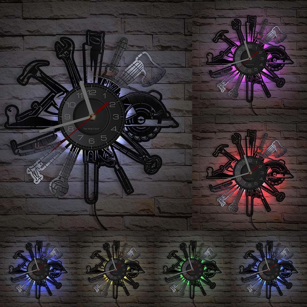 Vinyl Record Wall Clock Repair Tool Kit Vinyl Clock Wrench Screw Decorative Silent LED Wall Clock Gift