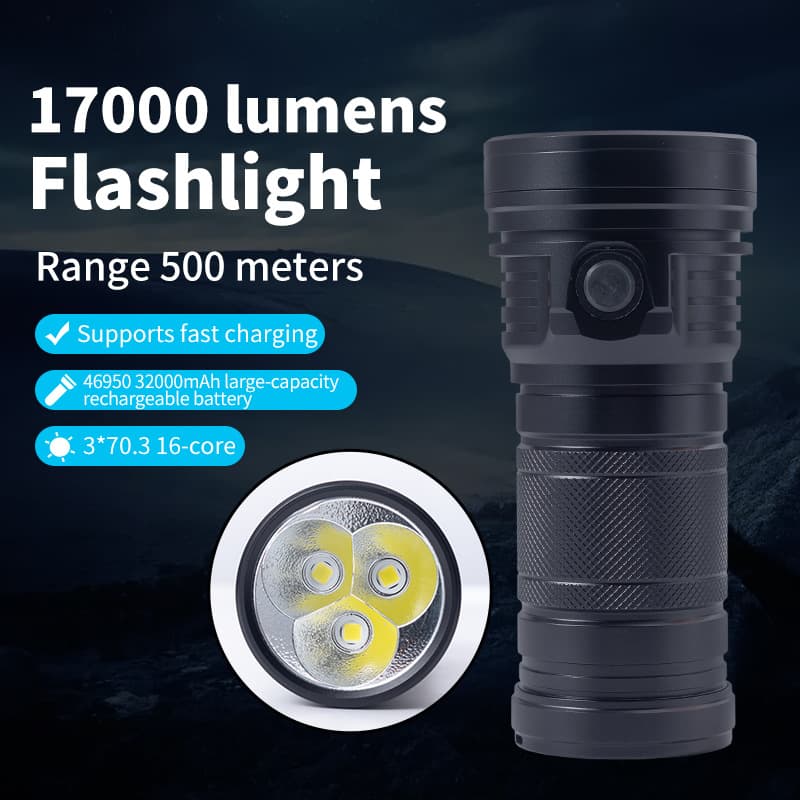 Shuolide BT990 17000 lumens strong light flashlight 46950 32000MA lithium battery power bank