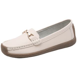 Genuine Leather Soft Sole Mom Shoes Spring Autumn Single Shoes Cowhide Sole Slip-On Lazy Shoes Casual Flat Middle-Aged Women's Shoes