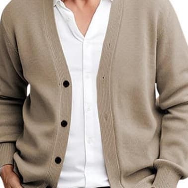 2025 Autumn/Winter New European and American Cross-Border Men's Business Casual Cardigan Loose Long-Sleeved Single-Breasted Sweater Jacket