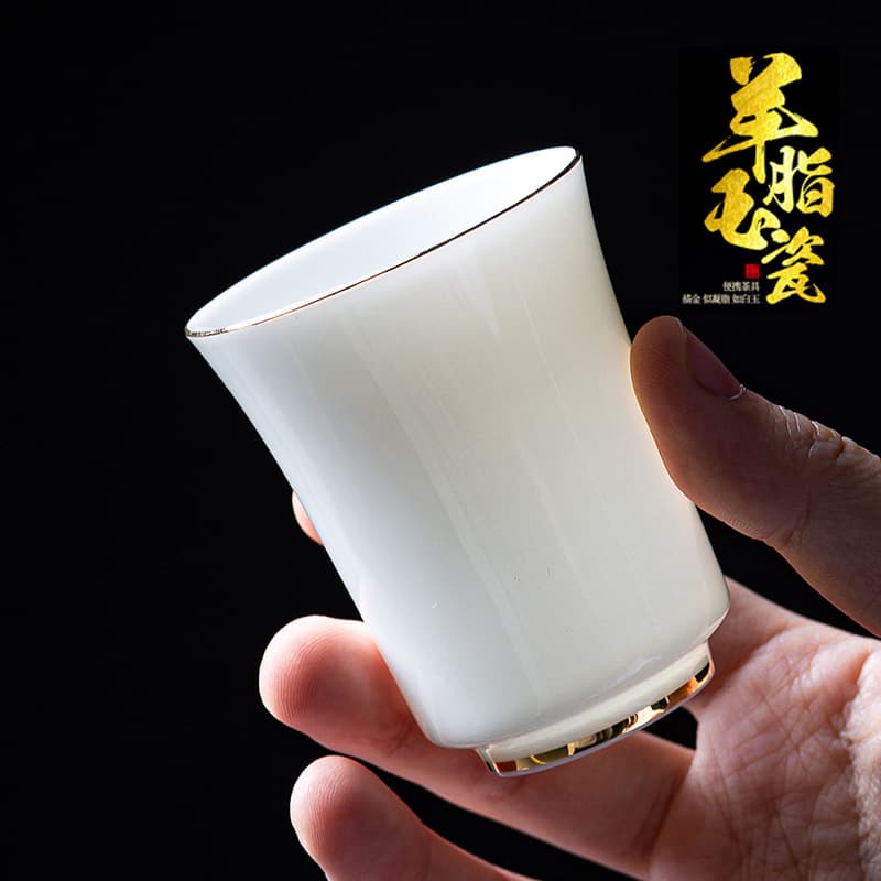 Lard Jade Teacup Master Cup Single Cup Gongfu Tea Set High White Porcelain Small Tea Tasting Cup with Logo Option