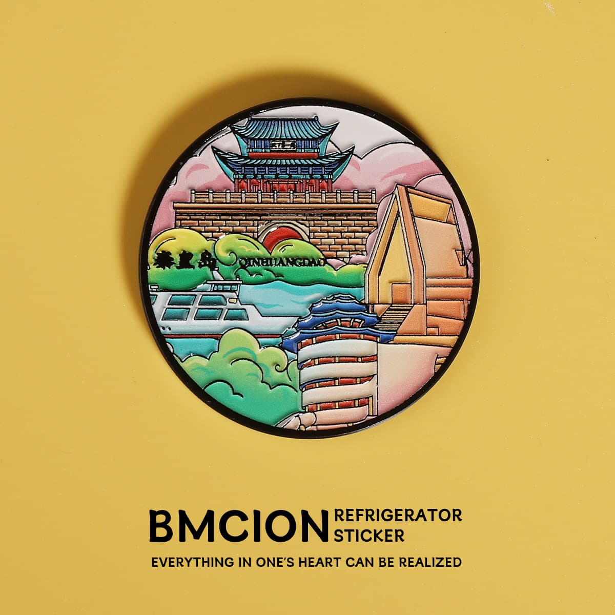 Qinhuangdao City Fridge Magnet Biltuo Tower Metal Magnetic Sticker Aranya Chapel Souvenir Shanhaiguan