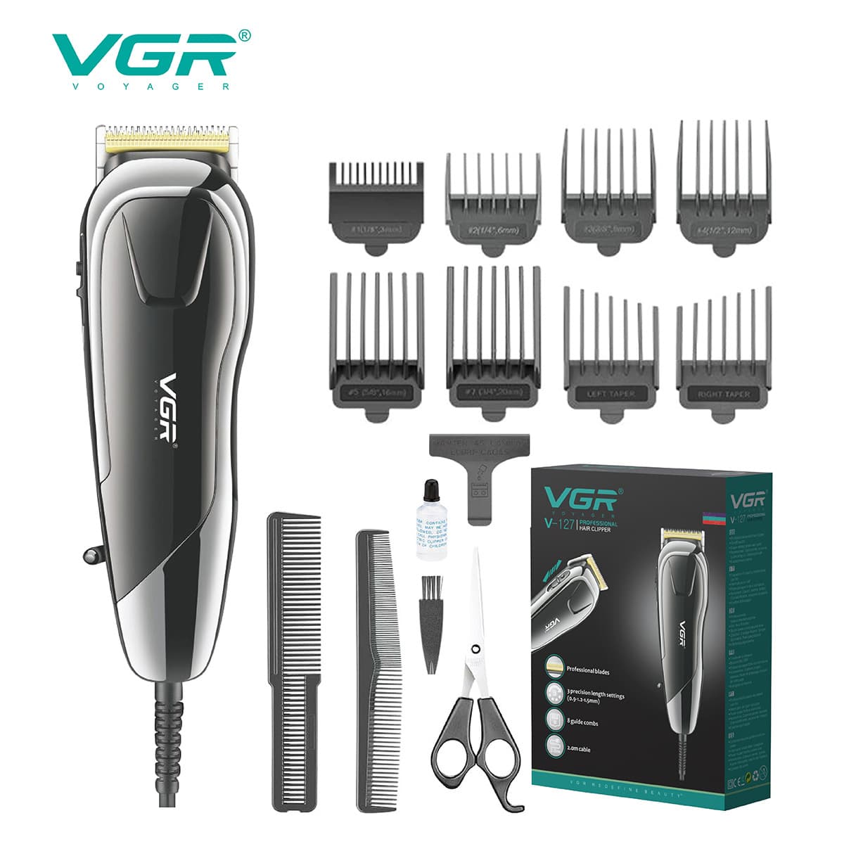 VGR127 Cross-border Electric Hair Clipper LED LCD Digital Display Professional Hair Trimmer Hair Cutting Machine