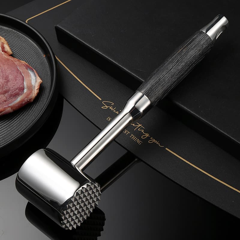 304 stainless steel meat tenderizer hammer with solid wood handle for home kitchen use