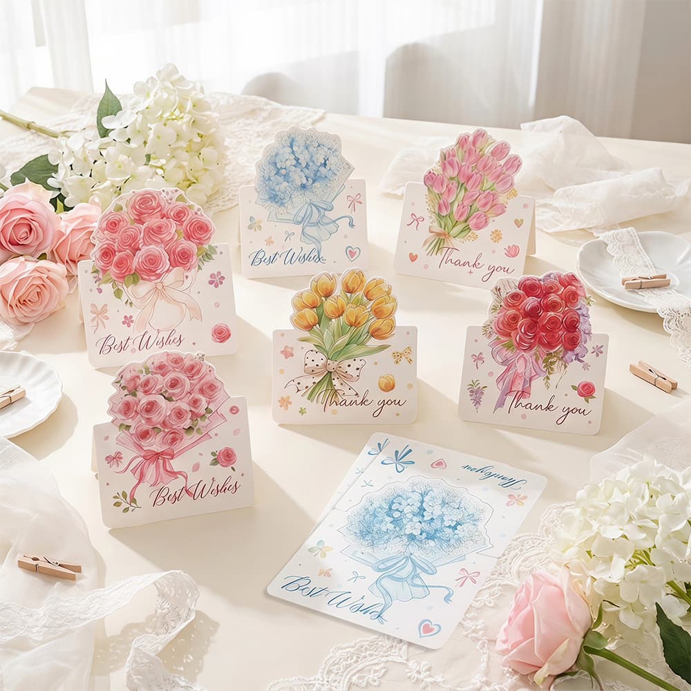 Cross-border temu flower shop bouquet greeting card cake small card father lover father teacher gratitude message blessing card