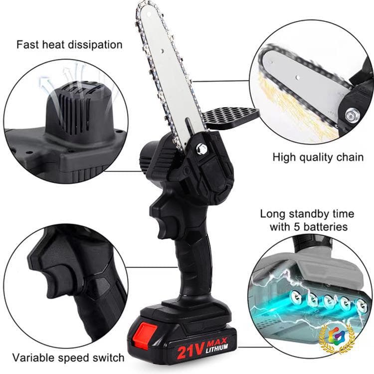 Mini 4-Inch Electric Chain Saw, Cordless Chainsaw for Logging, Tree Cutting, Household Small Electric Hand Saw, Lithium-Ion Pruning Saw