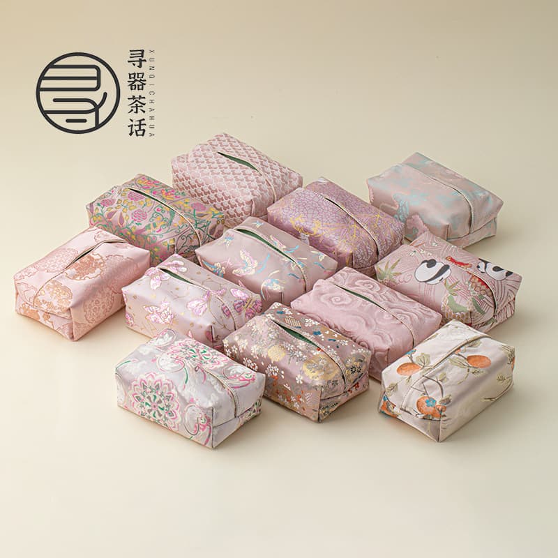 New Chinese style fabric tissue box living room creative light luxury tissue box home bedroom tissue bag model room tissue cover