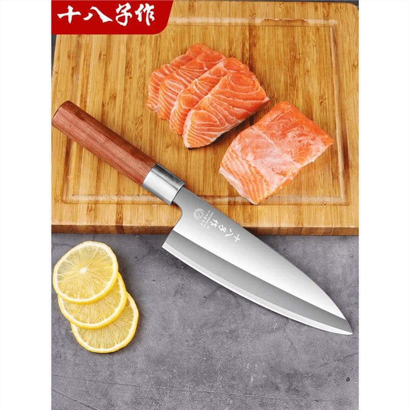 Shibazi Fish Head and Sashimi Knife, Thickened Deba for Sushi and Salmon, Professional Fish Filleting Tool