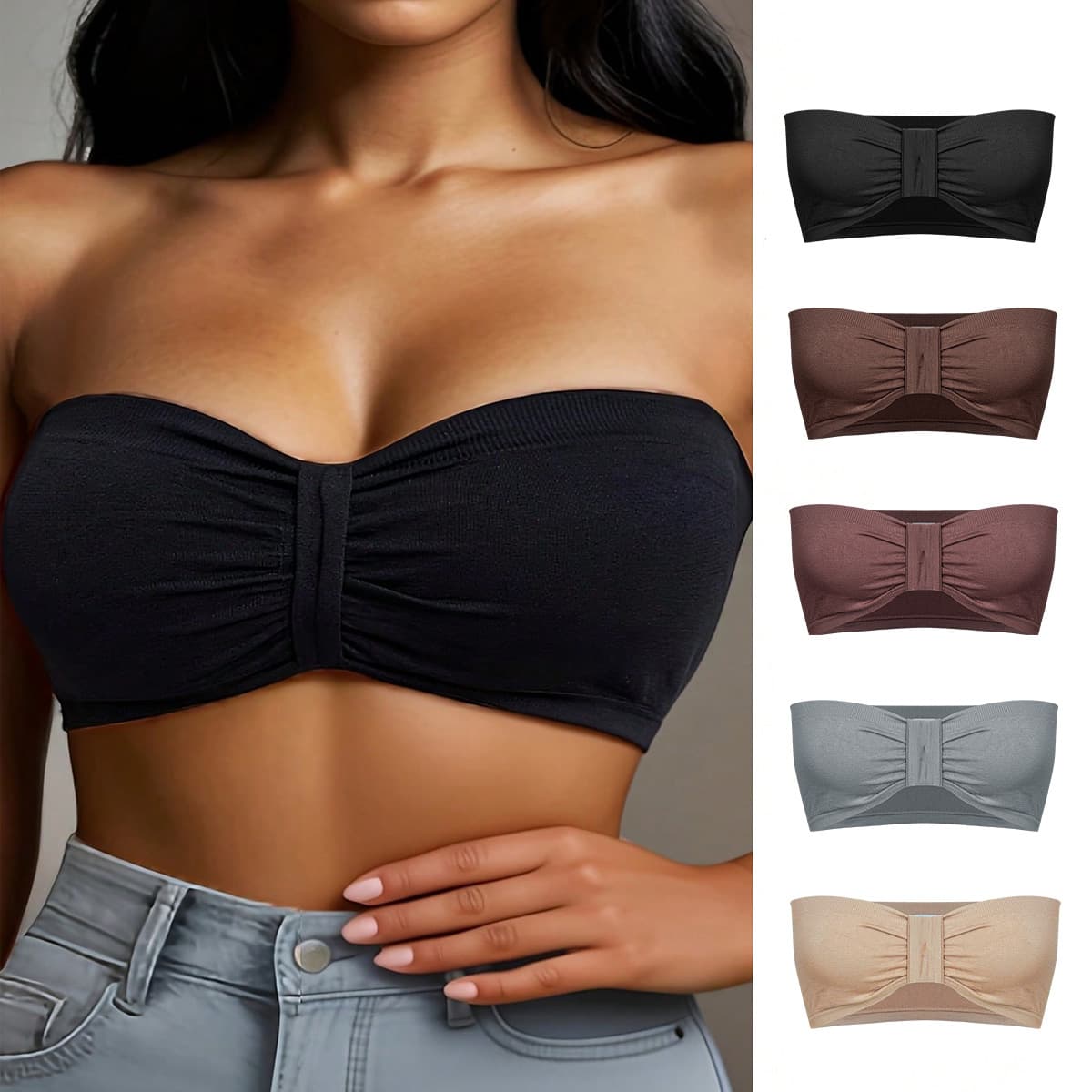 Cross-Border Xiyintu Wood-Wrapped Chest Wrap, Non-Slip, Strapless, Wire-Free, Comfortable and Sexy Tube Top Seamless Underwear