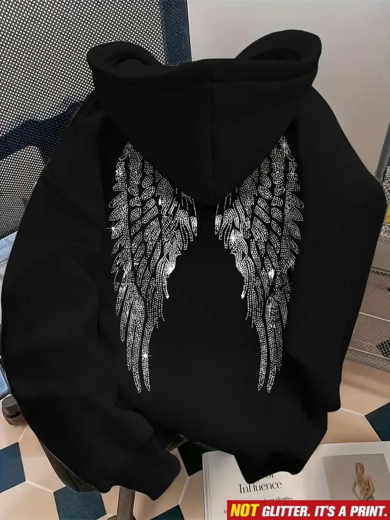 Cross-border Hot Selling 2025 New Amazon Women's European and American Long Sleeve Pullover Printed Hoodie S-5XL