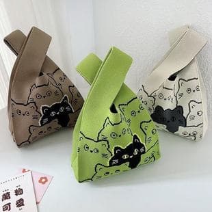 Large Capacity Gift Tote Bag for Women, Contrast Color Knitted Handbag, Portable Storage Bag for Outings