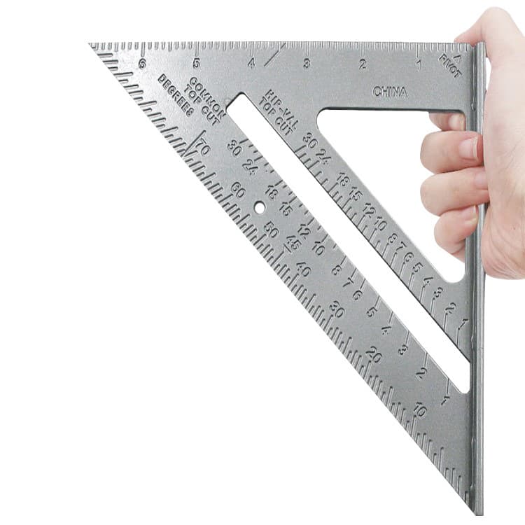 Silver 7-Inch Imperial Triangle Ruler 90 Degree Thickened Angle Ruler Aluminum Alloy Woodworking Measuring Square