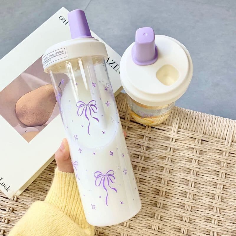 New Large-Capacity Pearl Milk Tea Cup Plastic Tumbler Portable Cup Cute Student Cup Simple Straw Cup