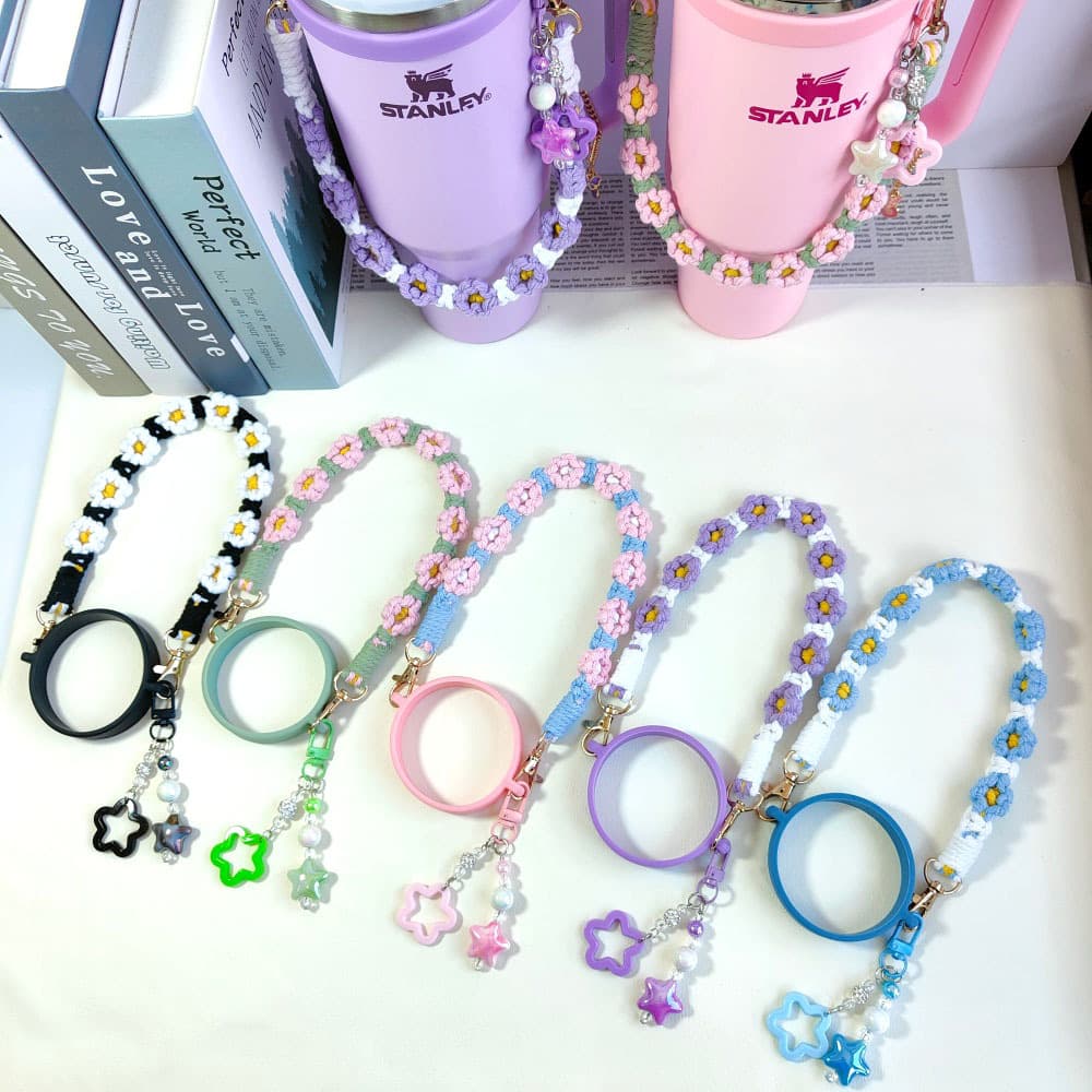Woven Flower Cup Strap, Compatible with Wedgwood Cup Strap, Stanley Insulated Cup Lanyard, Cup Ring, Cup Decoration