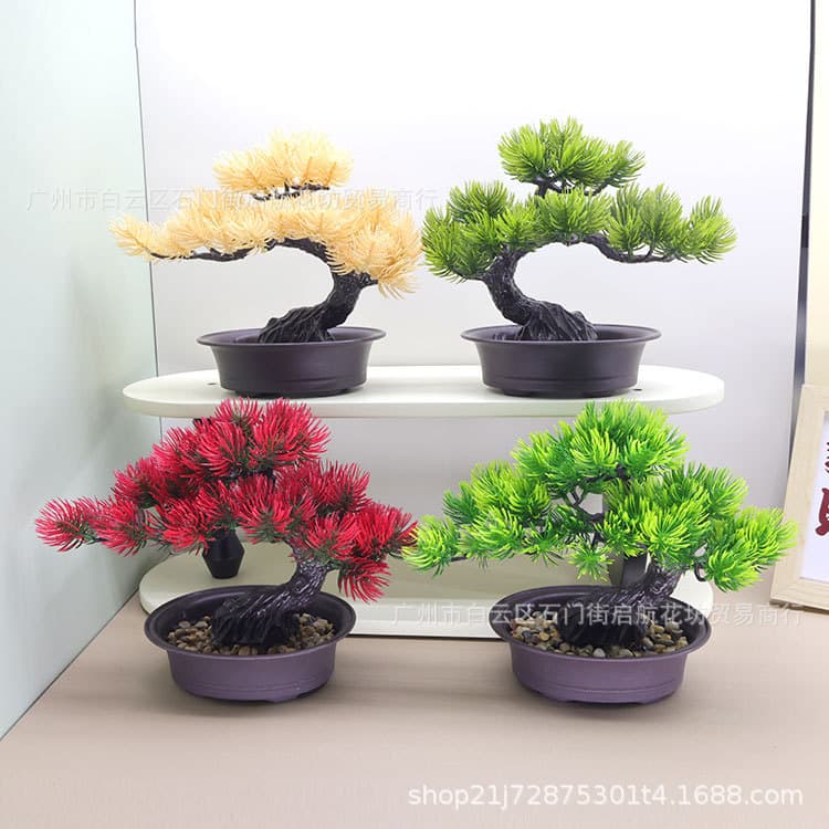 Simulated Welcoming Pine Tree Artificial Plant Potted Decoration Indoor Desktop Ornament Fake Plant Bonsai