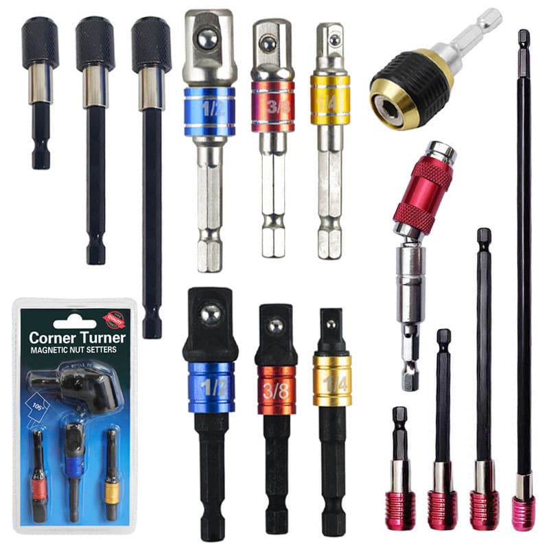 ZJ 3pcs Colorful Extension Rod AD with Bead Hex Shank Extension Rod 1/2 1/4 3/8 Drill Socket Adapter
