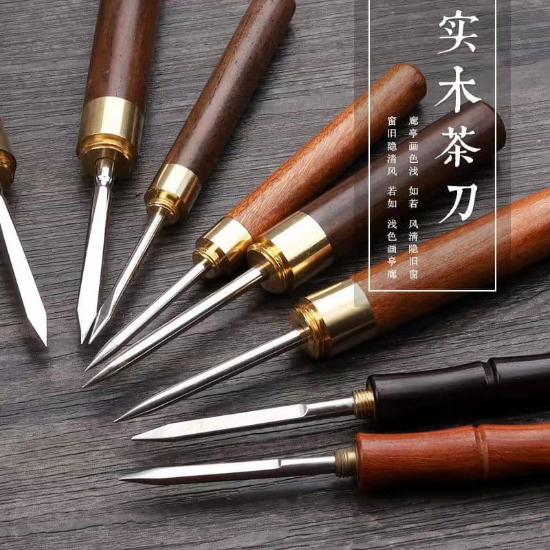 Wholesale ebony and rosewood tea needle and tea knife, dragon and phoenix Damascus tea knife and tea needle wholesale