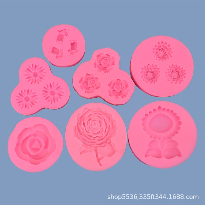 A variety of flower silicone mold for sugar cake decoration, DIY candle, car ornaments mold, wholesale spot