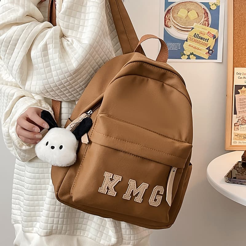 Solid color student schoolbag, lightweight, compact, trendy, casual backpack, fashionable and versatile, mini backpack for outings