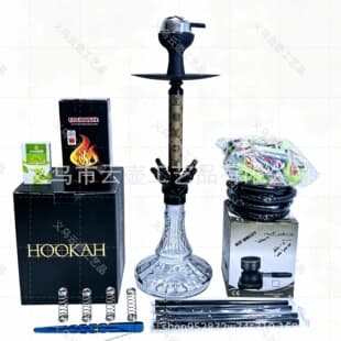 Hot Selling Arabic Hookah Set Double Hose Medium Hookah Leather Print Double Hose Hookah Luxury Set