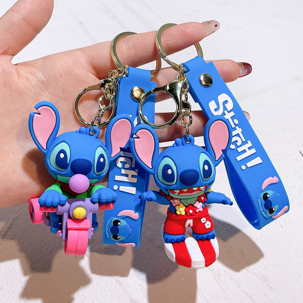 2024 New Style Disguise Stitch Keychain Soft PVC Car Key Chain Pendant Claw Machine Gift