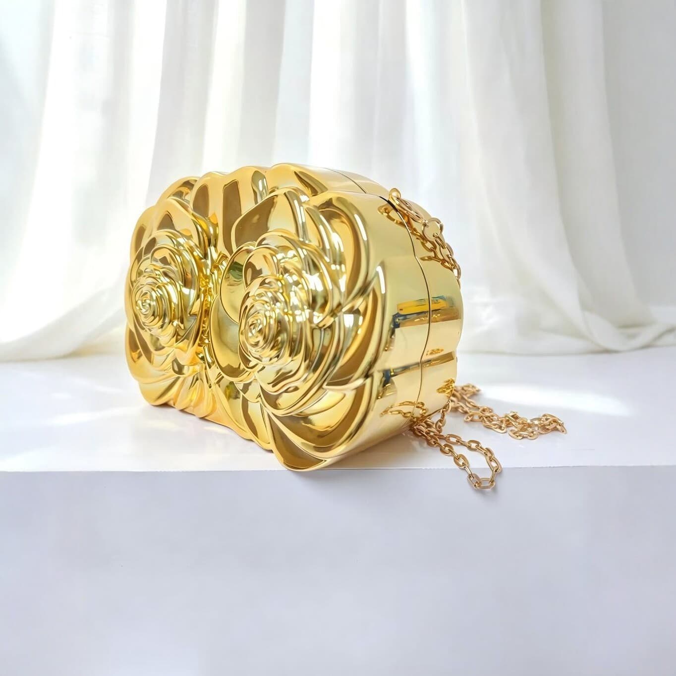 Glossy acrylic bag electroplated rose niche design high-end light luxury dinner bag chain hand crossbody bag