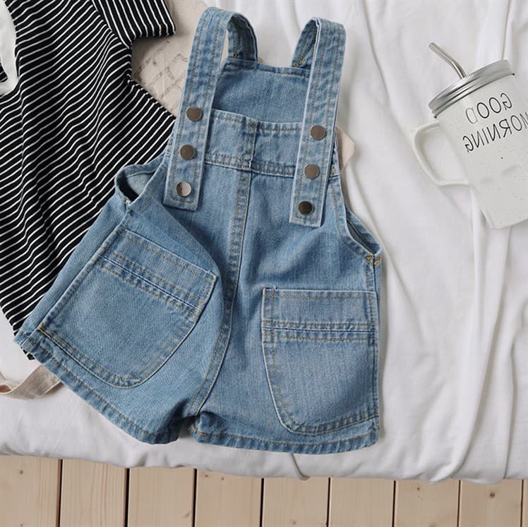 Spring and summer new style denim suspender shorts for boys and girls, versatile casual pants, handsome and trendyOverall