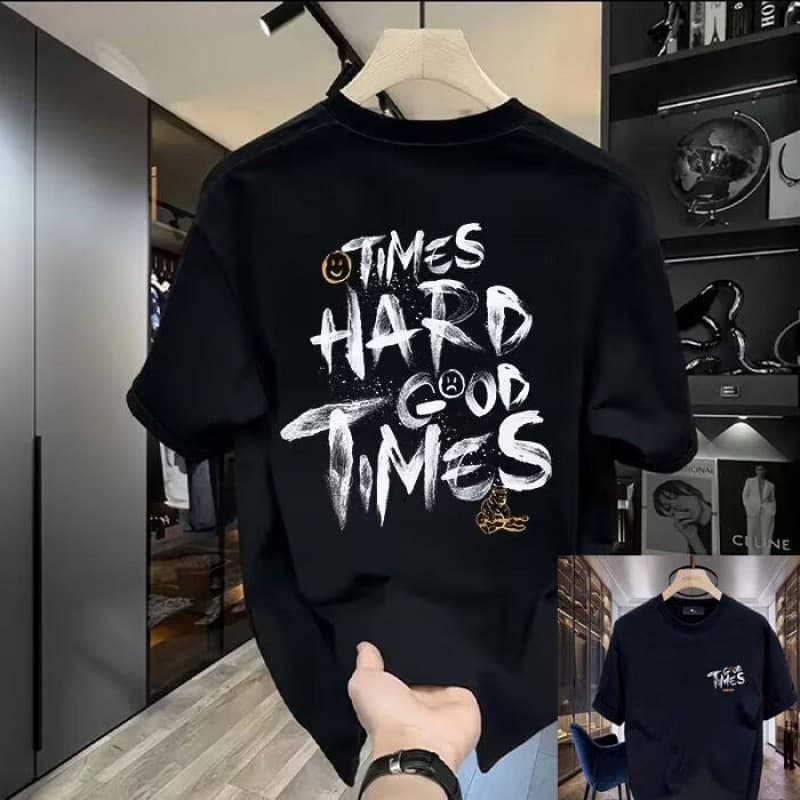 8XL Sorona Short Sleeve T-Shirt Fashionable Versatile Round Neck Men's Spring Summer Trendy Slim Fit Short Sleeve T-Shirt Casual
