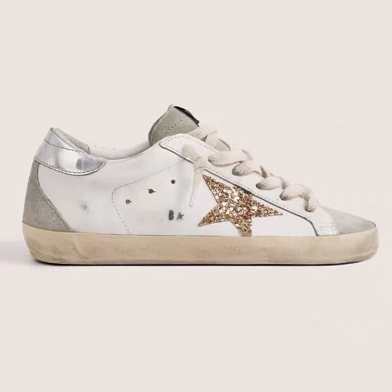 Classic Versatile Korean Distressed Star Shoes for Men and Women, Genuine Leather Distressed Vintage Versatile Low-Top Board Shoes, Fashion Casual