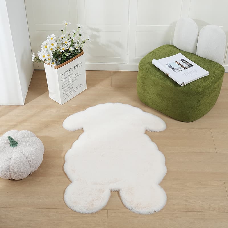 Lamb shape new imitation rabbit fur cartoon animal carpet sofa bedroom bedside bay window children's room floor mat door mat