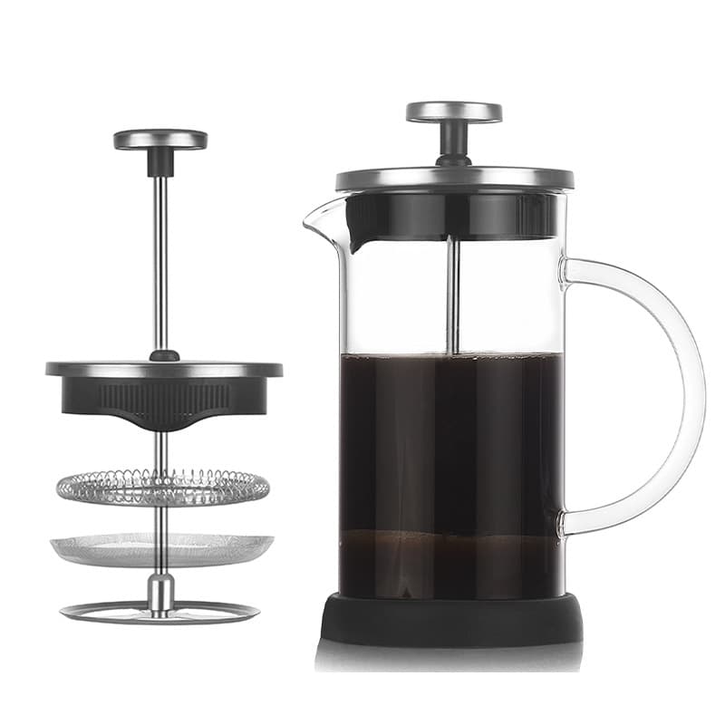 Household transparent French press heat-resistant high borosilicate glass coffee pot silicone bottom hand-pour filter press pot filter tea maker