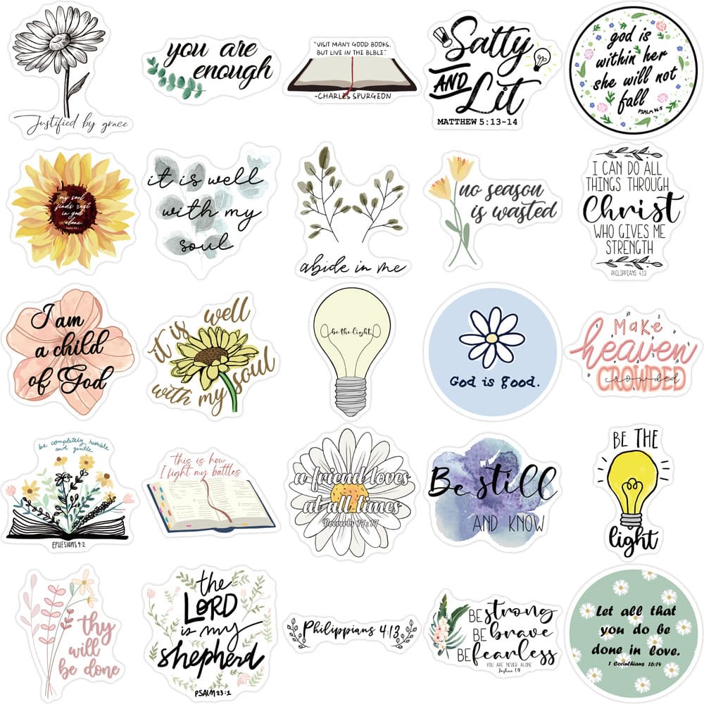50 cross-border new butterfly Bible inspirational stickers, motivational quotes, DIY handbook and mobile phone decoration stickers
