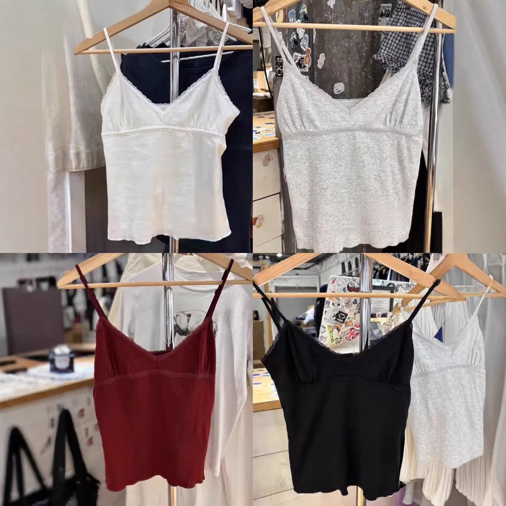 BM Style Summer New Women's Lace Trim V-Neck Camisole Top, Short Pure Desire Inner Layer Fashion