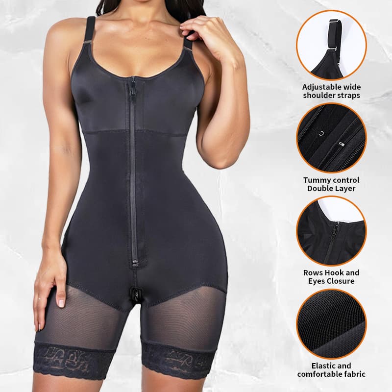 Cross-border women's corset, tummy control, hip lift, shaping bodysuit, European and American style plus size mesh lace non-slip bodysuit