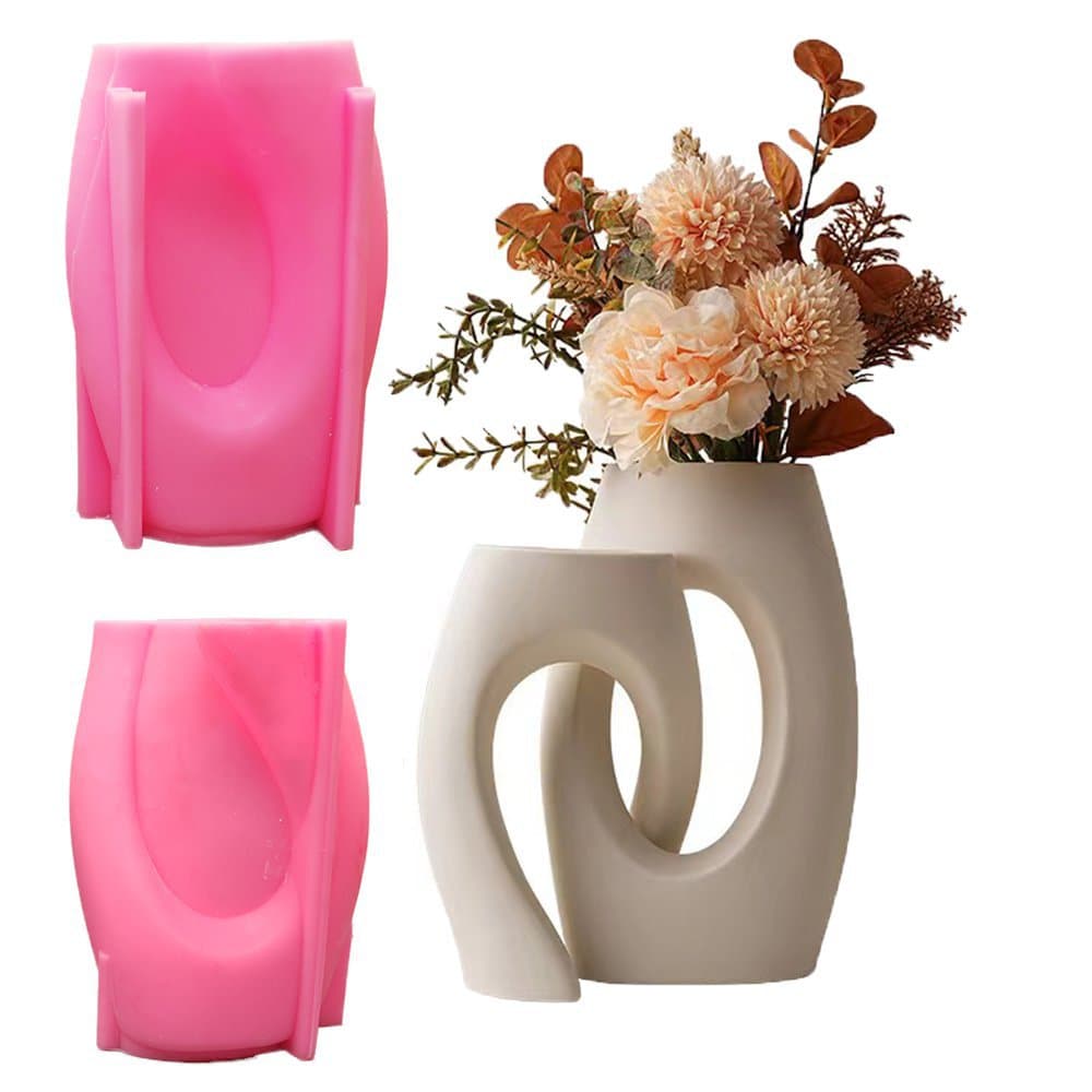 Creative cross vase silicone concrete mold, double vase simulated dry flower arrangement plaster vase decoration