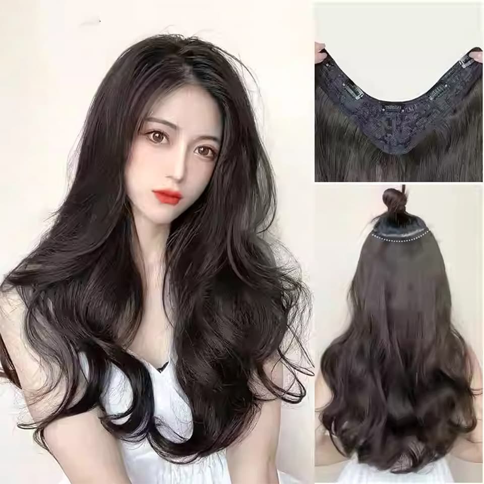 Women's Long Wavy Wig, U-Shape Seamless Long Straight Natural Hair Extension Piece