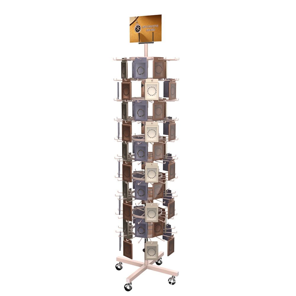 Professional Manufacturer 10-Tier Floor-Standing Rotating Jewelry Toy Keychain Hook Display Rack