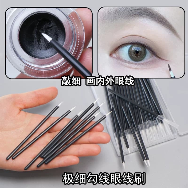 Disposable Eyeliner Brush Nylon Portable Lip Liner Stick Concealer Pen Lip Brush Eyebrow Brush Nail Art Outlining Brush 100 Pieces Boxed