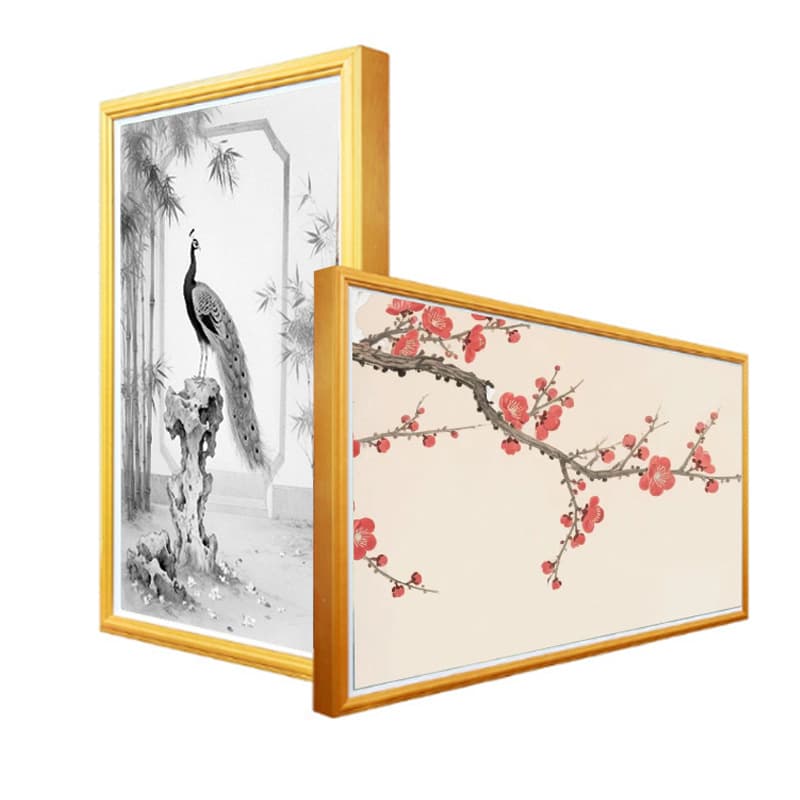 32/43/49/55/30/35/38-inch Digital Photo Frame Screen, Solid Wood Frame Painting/Calligraphy Display Screen, Exhibition Display Screen