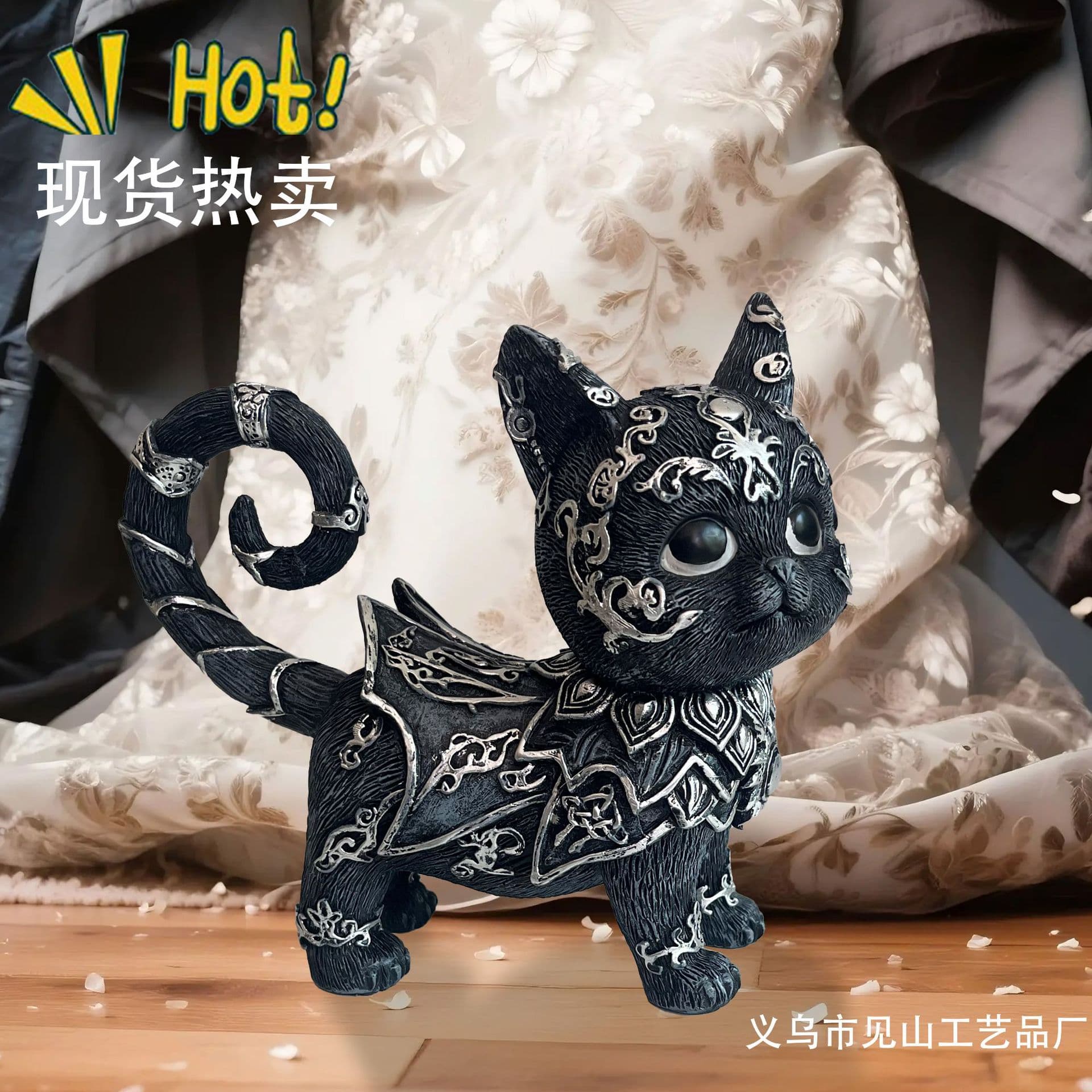 Cross-border New Gothic Mysterious Black Cat Statue Home Cafe Yoga Room Tabletop Decoration Creative Ornament